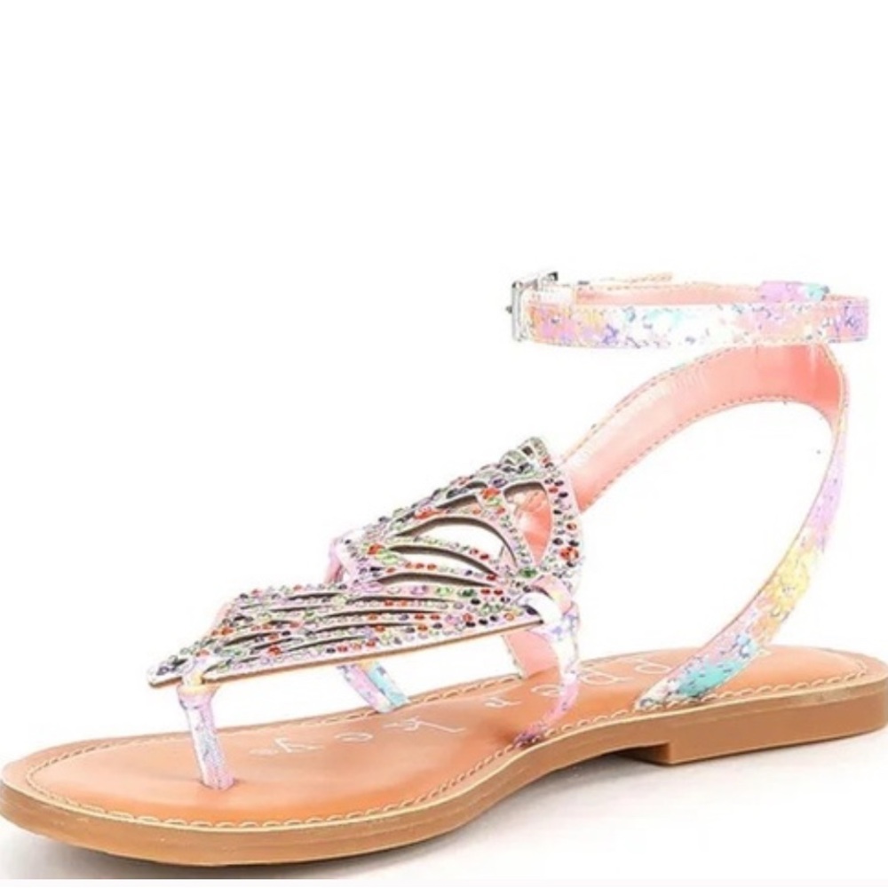 Copper Key Multicolor Butterfly Cutout Ankle Strap Sandals - Picture 11 of 11
